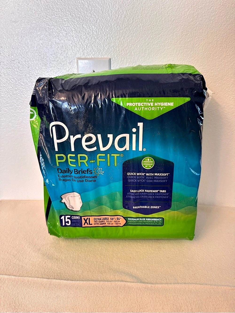 Prevail PER-FIT Daily Briefs XL 59”-64” Maximum Plus Absorbency Open Pack